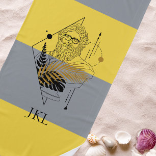 Serviette De Plage Bloc de couleur monogramme Dieu olympique Hipster