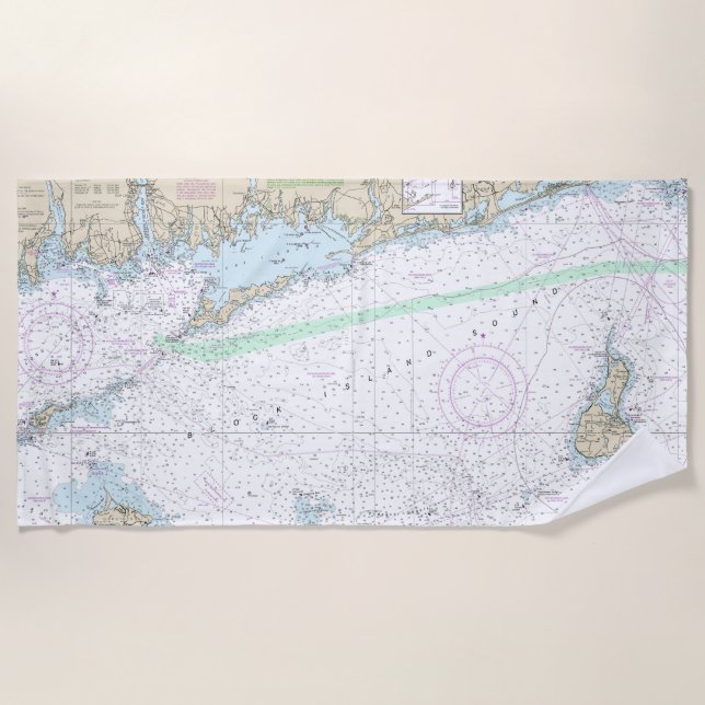 Serviette De Plage Bloc de l'île son et approches Carte nautique (Devant)