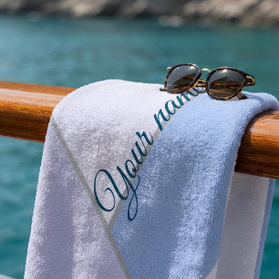 Serviette De Plage Bloc géométrique de couleur bleu pastel personnali
