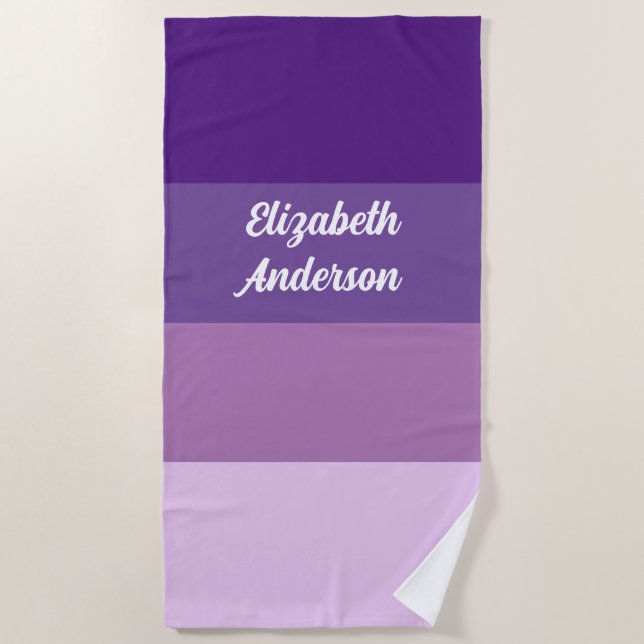 Serviette De Plage Blocage couleur violet bande horizontale (Devant)