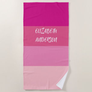 Serviette De Plage Blocage de couleur rose, bande horizontale