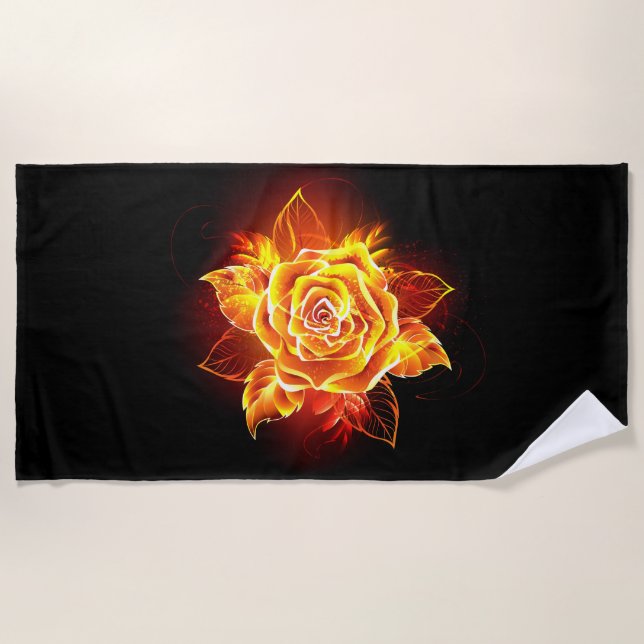 Serviette De Plage Blooming Fire Rose (Devant)