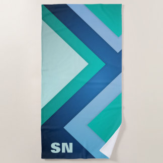 Serviette De Plage Blue Green Zig Zag Stripes Plage Serviette