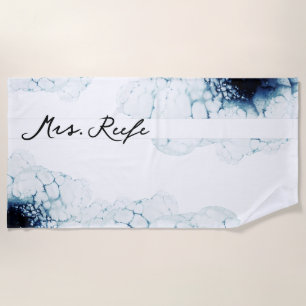 Serviette De Plage Blue Nautical Destination Mariage Mme.