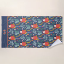 Blue Parrot Land Motif tropical Monogramme