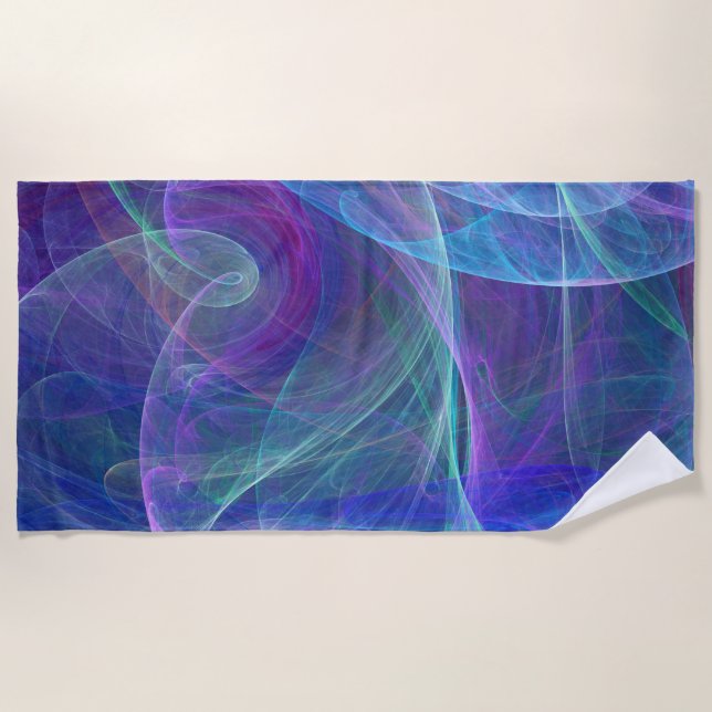 Serviette De Plage Blue Purple Turquoise Airy Abstraction (Devant)