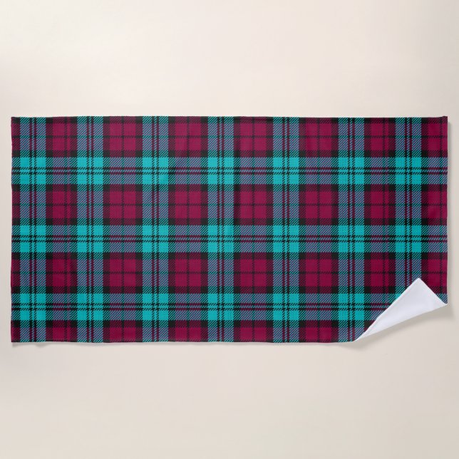 Serviette De Plage Blue Red Campbell Tartan Blackwatch Plaid (Devant)