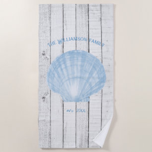 Serviette De Plage Blue Vintage Scallop Shell Beach Towne