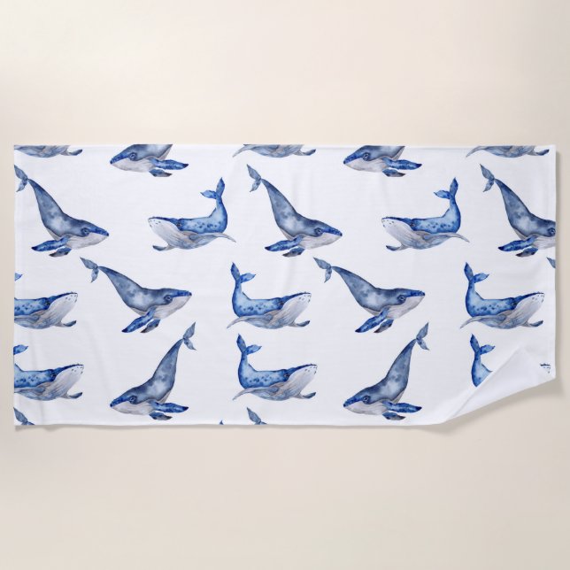 Serviette De Plage Blue Whales Sea Life (Devant)