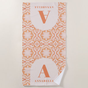 Serviette De Plage Bohème aquarelle pascal marocain poach rose