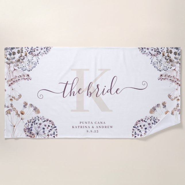 Serviette de plage bohème pour la mariée (Devant)