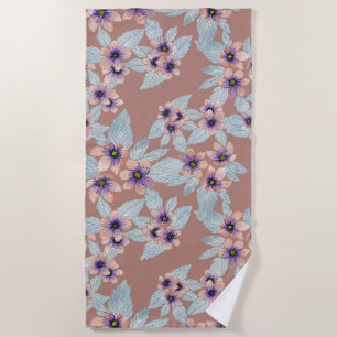 Serviette De Plage Bohème Terracotta rose Fleurs Aquarelle