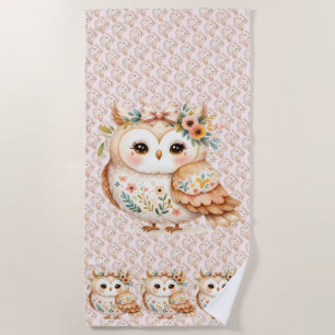 Serviette De Plage Boho Cottagecore Owl Floral Farmcore Charme