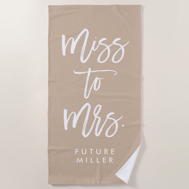 Serviette De Plage Boho Mademoiselle à Mme Future Mme à marier (Devant)