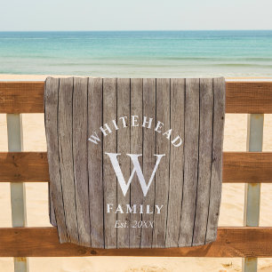 Serviette De Plage Bois de monogramme rustique