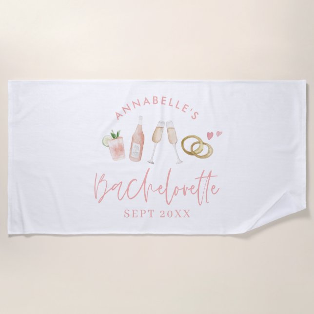 Serviette De Plage Boissons modernes girly rose week-end enterrement  (Devant)