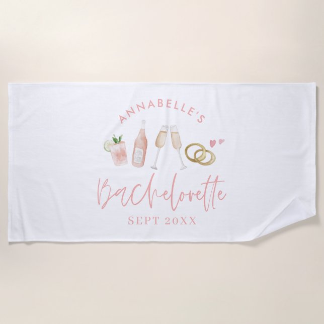 Serviette De Plage Boissons roses ceintures modernes week-end de bach (Devant)
