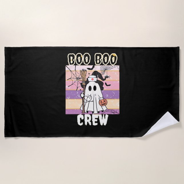 Serviette De Plage Boo Boo Crew Halloween Ghost Nurse Essential T-Shi (Devant)