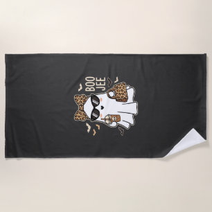 Serviette De Plage Boo Jee Cute Ghost Halloween Leopard Design_1