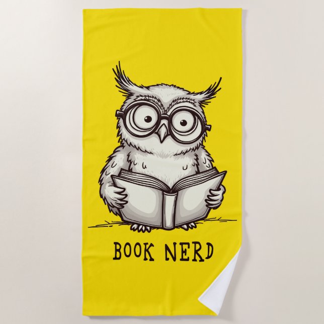 Serviette De Plage Book nerd owl (Devant)