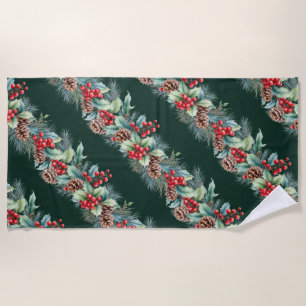 Serviette De Plage Bordure aquarelle rustique