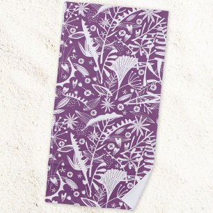 Serviette De Plage Botanique Floral Purple