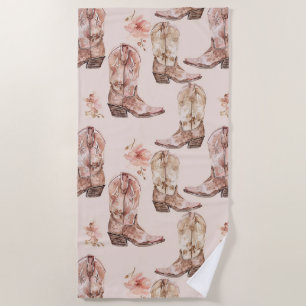 Serviette De Plage Botte rose Brown Botte sud-ouest Floral