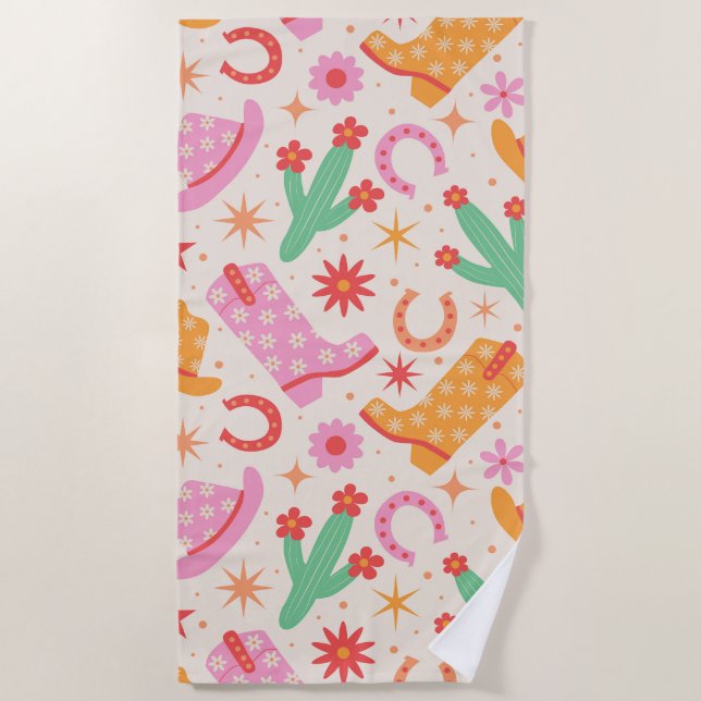 Serviette De Plage Bottes pour fille super et Motif Casquette avec Ca (Devant)
