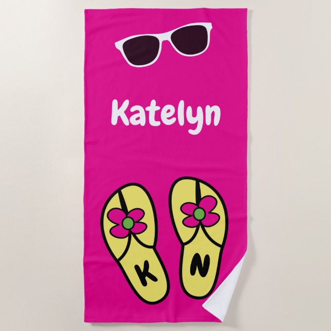 Serviette De Plage Boucles de fleur personnalisées (Devant)