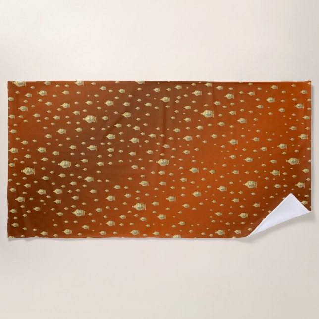 Serviette De Plage bouddha, doré + bouddha, motif asiatique, brillant (Devant)