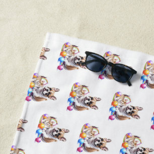 Serviette De Plage Bouledogue français French Bulldog avec chat