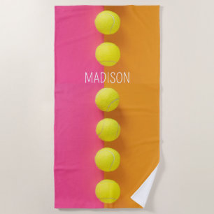 Serviette De Plage Boules de tennis de nom personnalisé