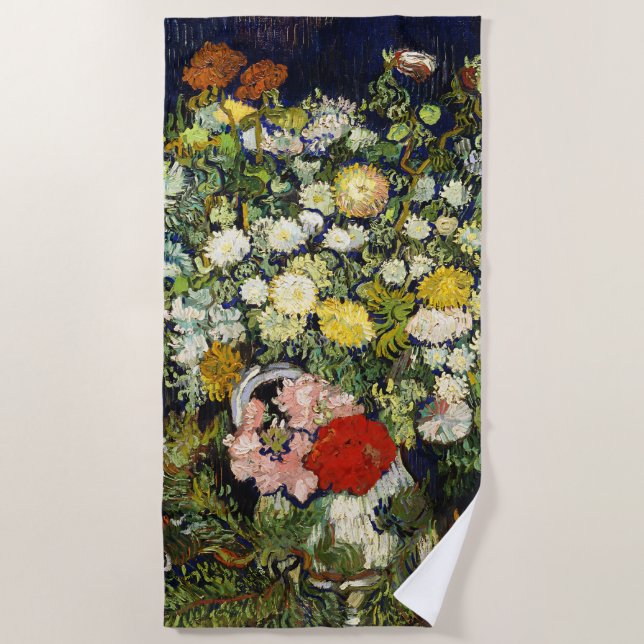 Serviette De Plage Bouquet de fleurs dans un vase de Vincent Van Gogh (Devant)
