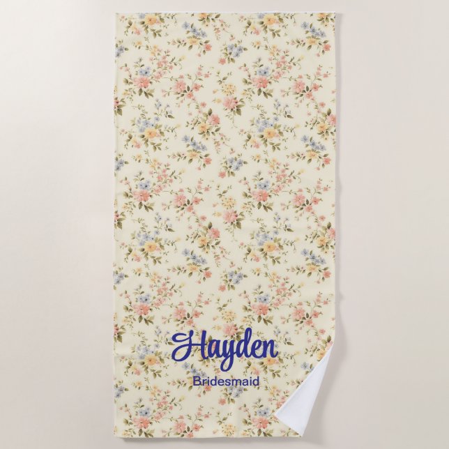 Serviette De Plage Bouquet Mixte d'ivoire Fête de Mariage Romantique  (Devant)