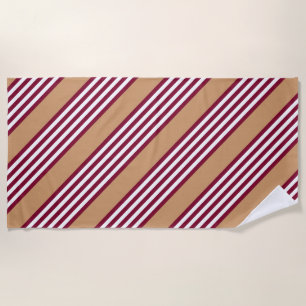 Serviette De Plage Bourgogne rouge cinq bandes motif
