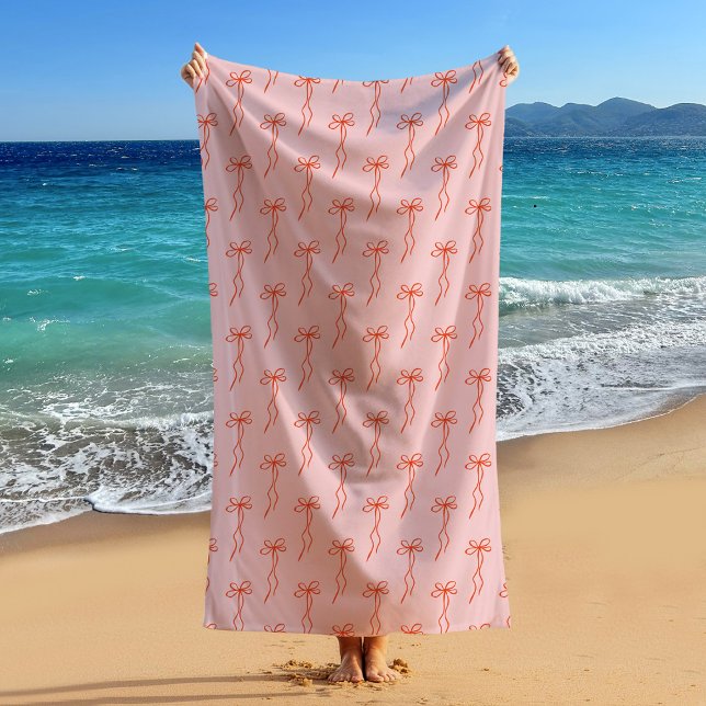 Serviette De Plage Bow Rose Cute Et Ruban (Créateur téléchargé)
