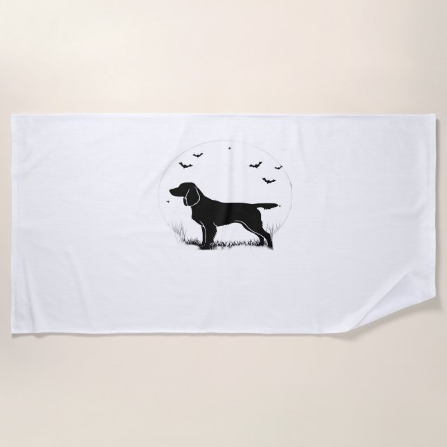 Serviette De Plage Boykin Spaniel Dog - Halloween Moon Silhouette Cla (Devant)