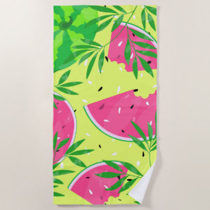 Serviette De Plage Branches de pastèque d'été Bright Tropical
