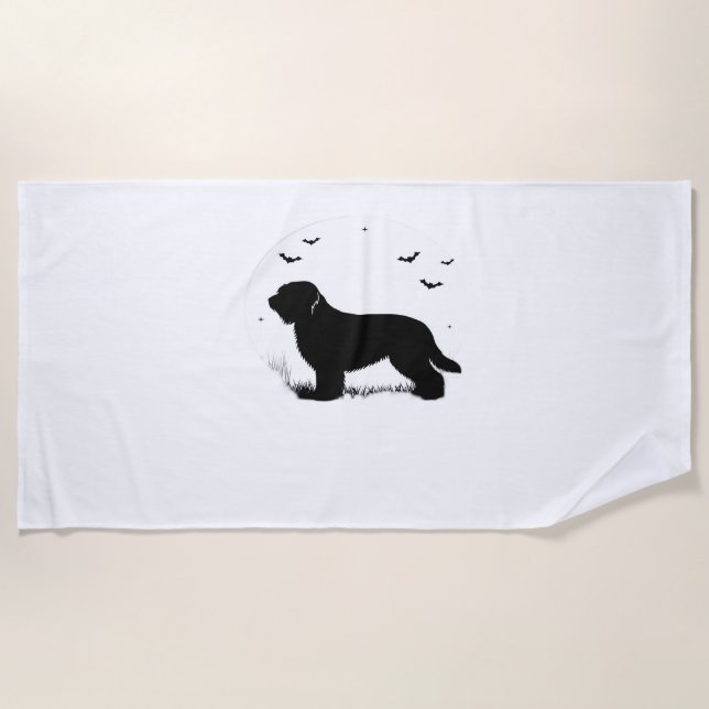 Serviette De Plage Briard Chien - Halloween Lune Silhouette surdimens (Devant)