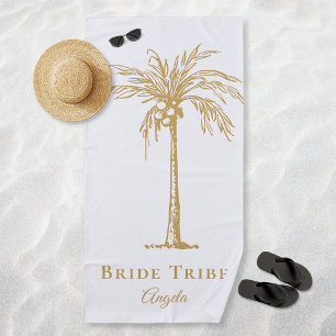 Serviette De Plage Bride Tribe Or Tropical Gold Palm Tree sur mesure