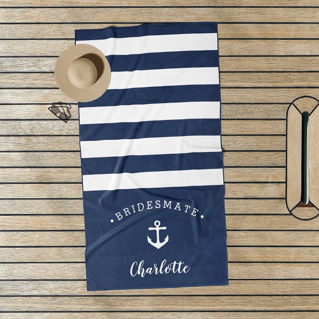 Serviette De Plage Bridesmaid Nautique Personnalisée (Créateur téléchargé)