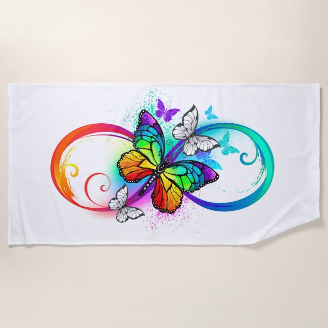 Serviette De Plage Bright infinity with rainbow butterfly (Devant)