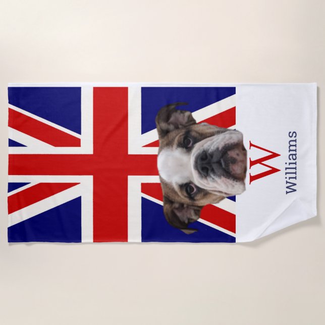 Serviette De Plage BRITISH BULLDOG Monogram Beach Towne (Devant)