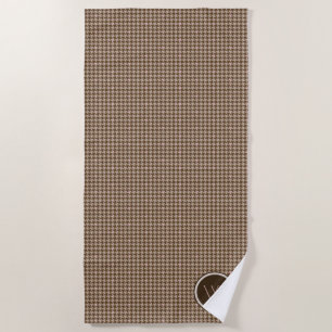 Serviette De Plage Brown avec Rose Gold Houndstooth Beach