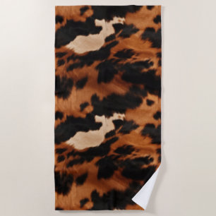 Serviette De Plage Brown Black Cream Cowhide Western