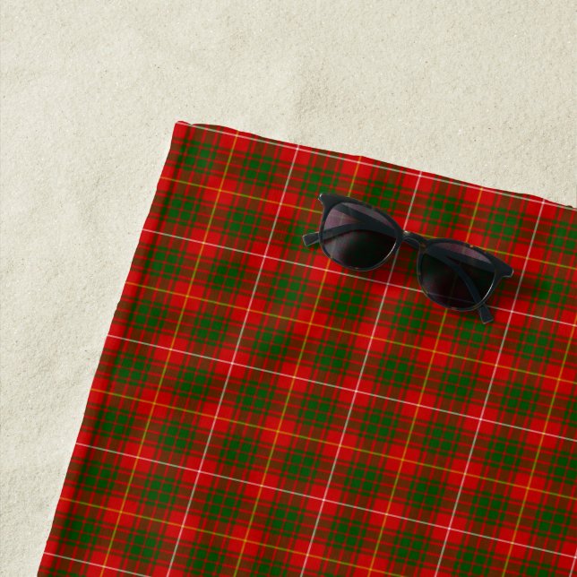 Serviette De Plage Bruce tartan rouge vert plaid (En situation)