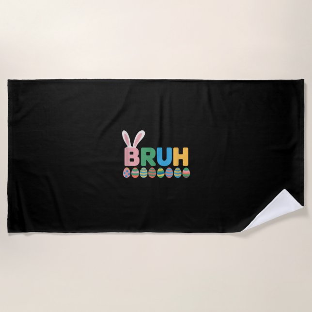 Serviette De Plage Bruh Bunny Pâques mème mignon Pour Enfants _12 (Devant)