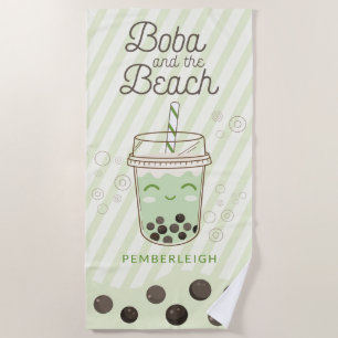 Serviette De Plage Buble Tea Boba Grandes Vertes