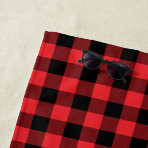 Serviette De Plage Buffalo Plaid Red Black Check