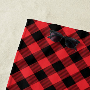 Serviette De Plage Buffalo Plaid Red Black Check